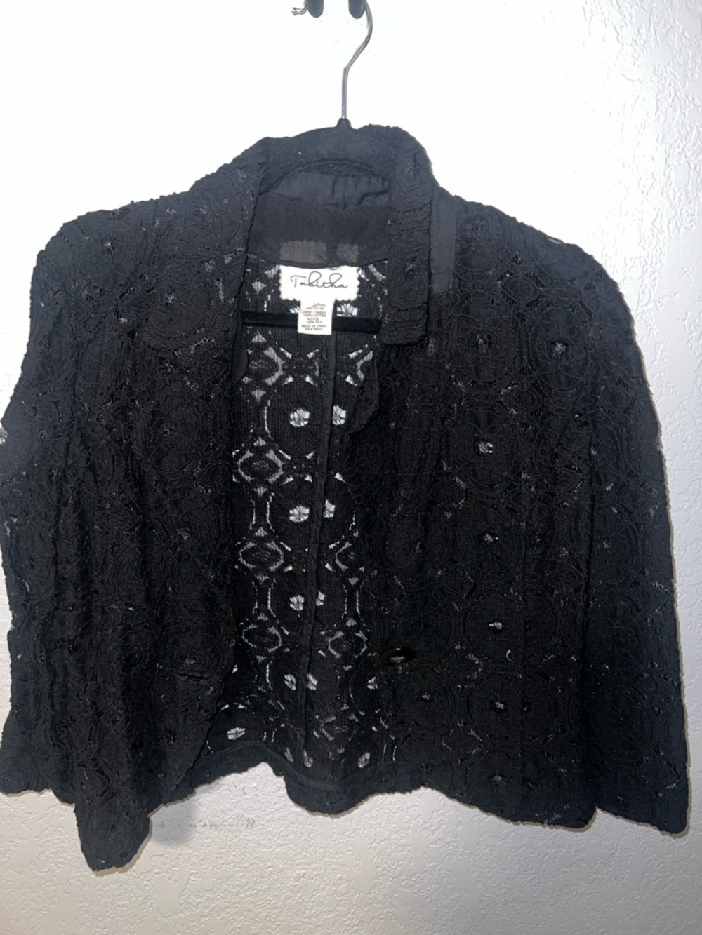 Tabitha Black Lace Cropped Blazer